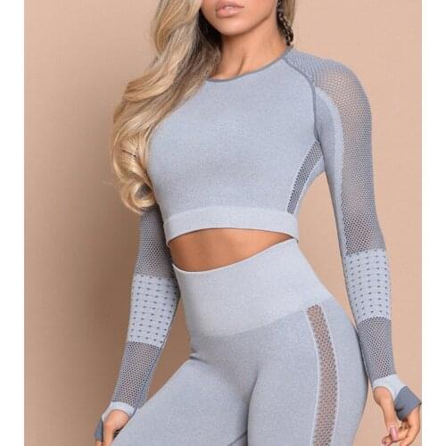 Training Suit 2 Pieces Outfits Long Sleeve Crop Top Pants Sets Yoga Ftiness Leggings Sports Tops Activewear Overalls for Women