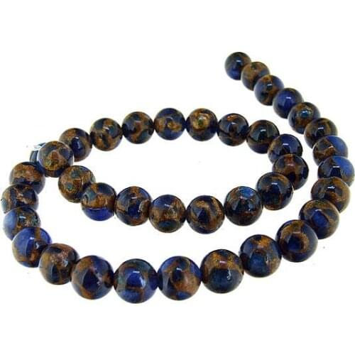 Unique Pearls jewellery Store Dark Blue Goldstone Jade 8mm Gemstone Loose Beads One Full Strand 15 inches LC3-0267