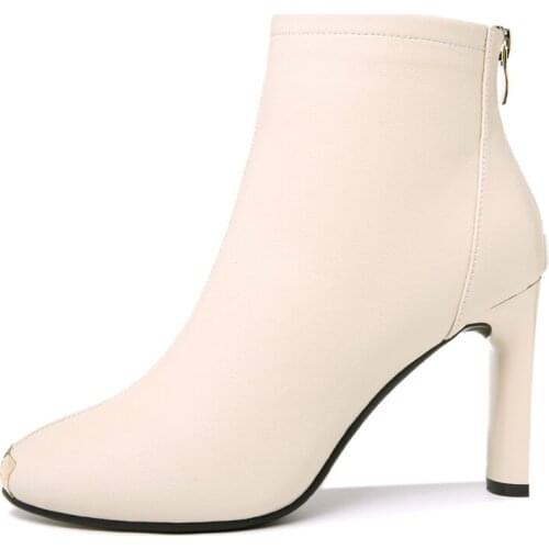Round Toe Stiletto WomenS Boots, Back Zipper Solid Color Ankle Boots, WomenS Platform Shoes