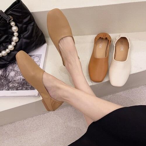 Hot Sale Mother Shoes Women 2021 Summer Ladies Flat Casual Square Toe Loafers Fashion One-step Shallow Shoes Women