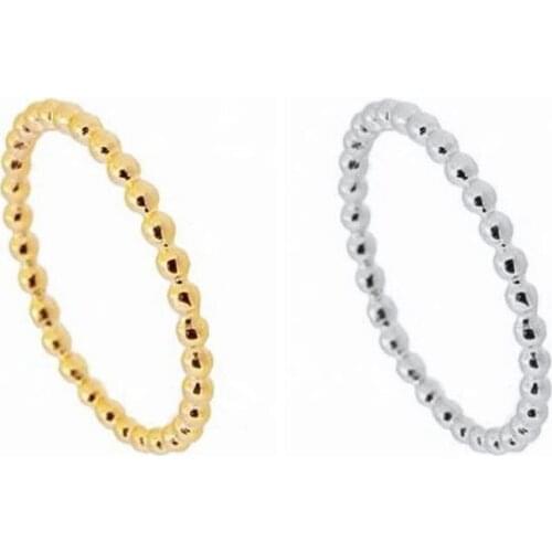 24k Gold-Plated Silver Minimalist Thin Rings for Women metal Vintage Metal Knuckle Finger Rings Beaded Stackable Ring Jewelry