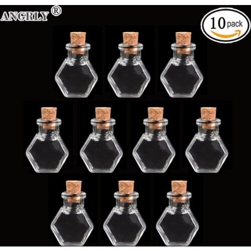 10pcs Mini Clear Mini Message Wishing Glass Bottle Cork Empty Small Tiny Transparent Vials Bottle Decoration Manual Supply