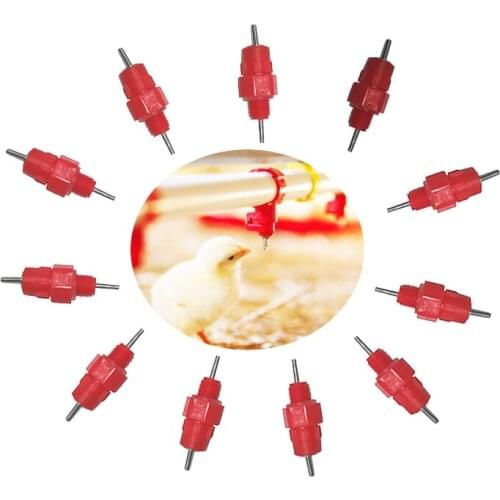 10pcs 360 degrees nipples Red Chicken waterer Poultry feed Chicken drinking Bird Pigeon Feeding Ball red nipple drinkers