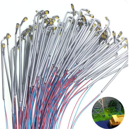 20pcs/lot 1:300 Scale Metal Lamppost Street Warm White Light Miniature Led Light For Scene Train Layout