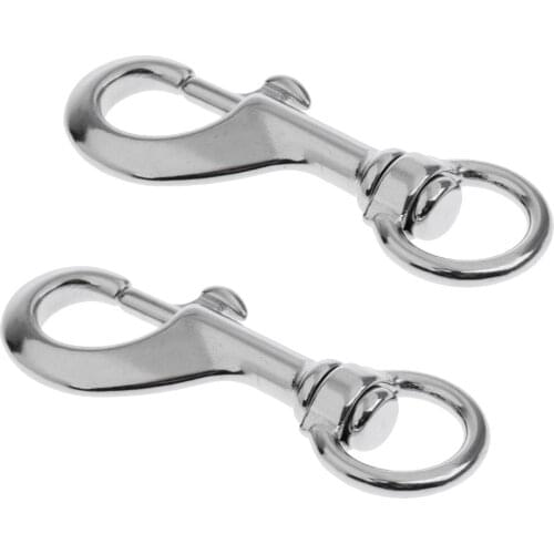 2x Stainless Steel Hook Swivel Eye Bolt Snap for Scuba Diving Diver 68mm