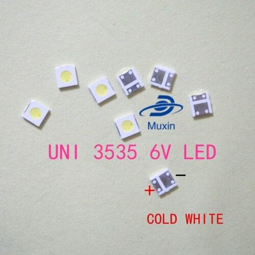 50pcs/lot For UNI LED backlight LCD TV 3535 3537 LED SMD Lamp bead bead 1W 6V 3535 1.2W Cold white UNI