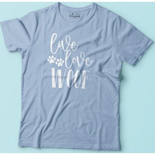 BLINGPAW Minimalist Live Love Woof Letter Print T-shirt Unisex Cotton Top&Tees Summer Couple Tee Shirts