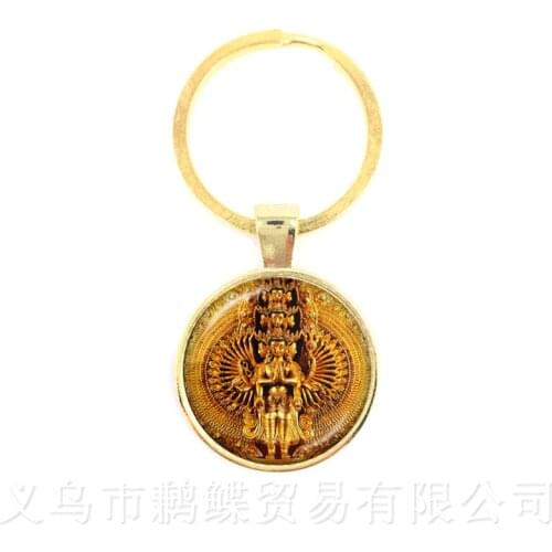 Lord Ganesh Ganesha Keychains God of Fortune Pendant Hindu Elephant Keyring Buddha Meditation Spiritual Art Jewelry Pink Lotu