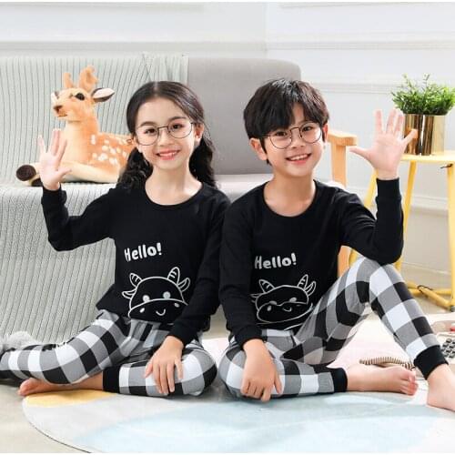 Children Pajamas 2021 Autumn Boy Clothing Sets Kids Cartoon Clothes Baby Girls Sleepwear For 2 4 6 8 10 Years Tshirts+Pants Suit