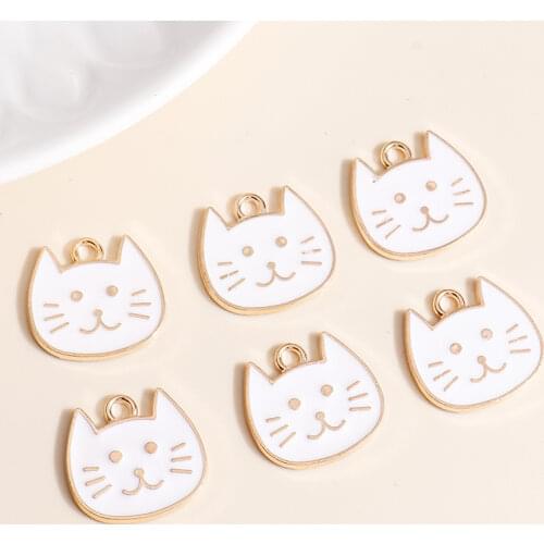 10pcs 19*18mm Cartoon Enamel Mini Cat Charms for Jewelry Making Cute Animal Charms DIY Pendants Earrings Necklaces Accessories