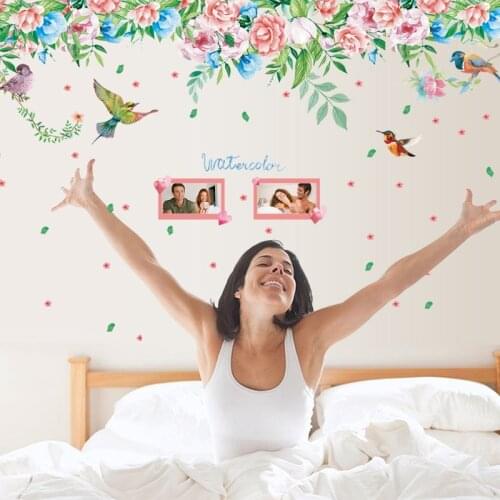 Flower Photo Frame Removable Bedroom Background Decor Mural Eco-friendly Self-adhesive Wall Stickers Waterproof Decals dc28