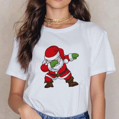 FIXSYS Funny Cartoon Santa Claus Print T-Shirt Merry Christmas T Shirt for Women/Men Short Sleeve Tshirt Unisex Harajuku Tops