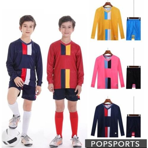 Soccer uniform suit boys long-sleeved jersey custom jersey printing name number team sports training uniform