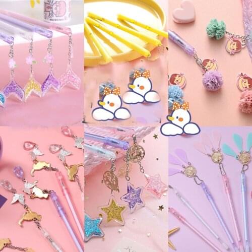 48pcs/lot gel pen cute creative sequin pendant signature pen office writing pen promotion gifts pupils students pen