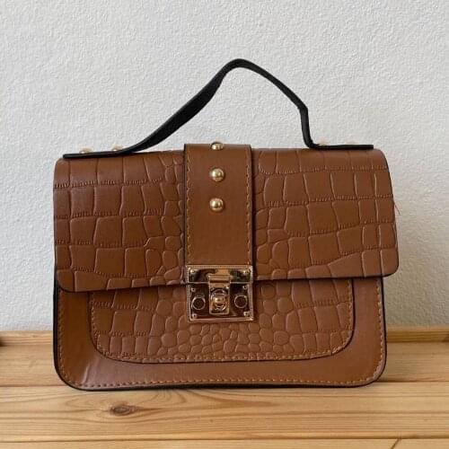 Tonar Lordi Taba Kroko Leather Locked Messenger Bag New Season Casual Office Party Use Stylish Style