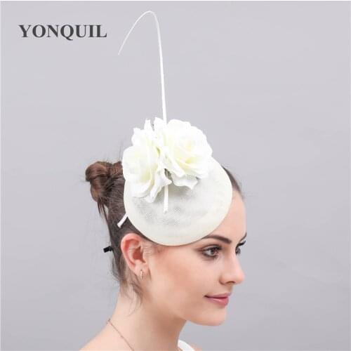 Fashion Women Fascinator Mesh Hat Flower And Feathers Bride Wedding Hat For Women Headwear Party Occasion Chapeau Cap Headband