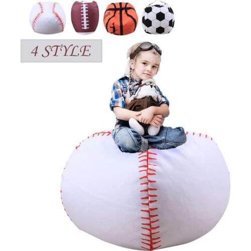 18" 26" 38" Stuffed Animal Storage Bean Bag Chair Child Unfilled Baseball Seat Storage Sack Soft Smooth Polyester Kids Room Sofa
