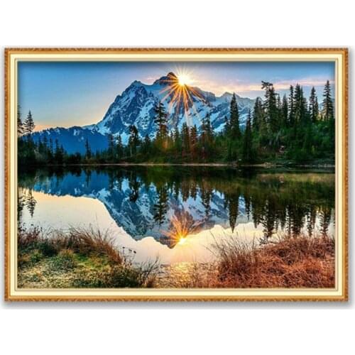 Nature Landscape DIY Embroidery Cross Stitch 11CT Kits Needlework Craft Set Cotton Thread Printed Canvas Home Decoration On Sale