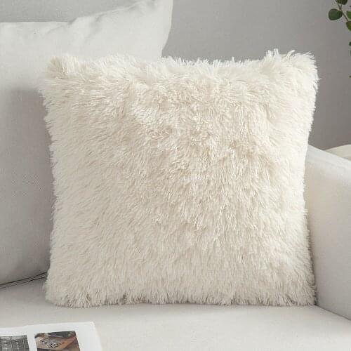 45x45cm Faux Fur Throw Pillow Cases Soft Plush Pillow Cover Solid Fluffy Shaggy Cushion Covers Bedroom Living Room Decoration