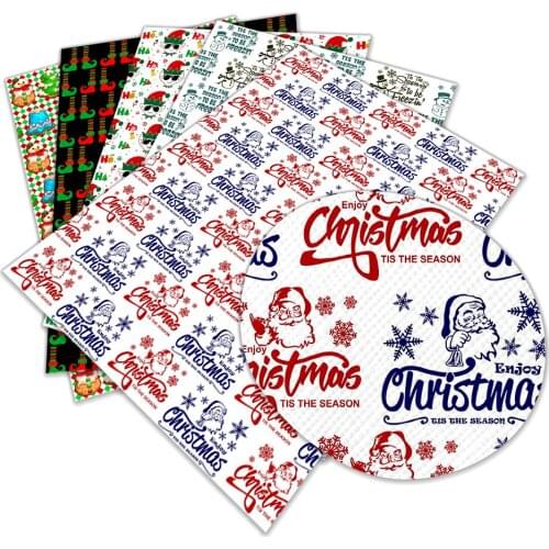 New Christmas Printed Synthetic Faux Leather 30 cm x 136cm for DIY Bag Material Fabric L289 L290