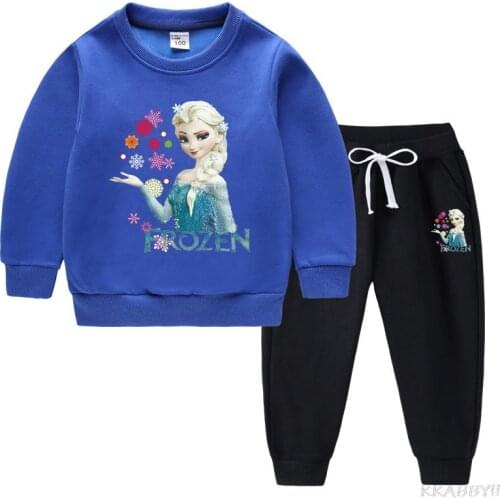 Dinsey Autumn Cartoon Girls Clothes Set Baby Boy Hooded Sweatshirts+Pants Children Clothing Set Kids Sportswear