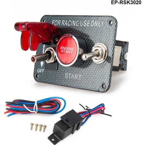 12V Ignition Switch Panel Engine Start Push Button LED Toggle for Racing Car EP-RSK3020