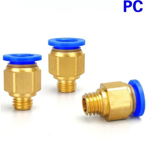 PC Air Quick Connector Pneumatic Connector M54mm 6mm 8mm 10mm 12mm External Thread 1 / 4 1 / 2 1 / 8 3 / 8 Compression Hose Pipe
