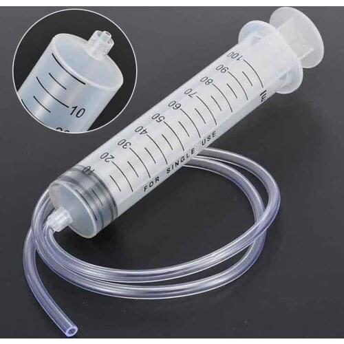 100ml Plastic Syringe Disposable Dosing Syringe with 80cm Clear Hose For Oil Glue Measuring Nutrient Motoring Applications