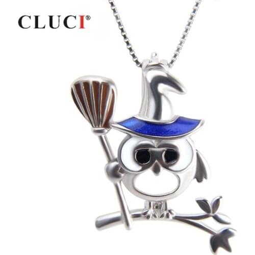 CLUCI 925 Silver Monkey Shaped Charms Pendant for Jewelry Making Cartoon Halloween Pendant Real Silver 925 Pearl Locket SC317SB