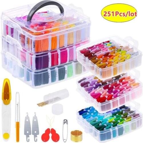 Premium Crochet Hooks Set With Case 251Pcs Cross Stitch Thread Tool Set DIY Hand-Woven Embroidery Material Tool Set Sewing Kit