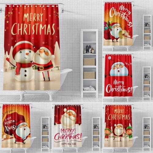 Merry Christmas Shower Curtains For Bathroom Santa Claus Bathroom Curtains For Festive Gift Shower Curtain Waterproof With Hooks