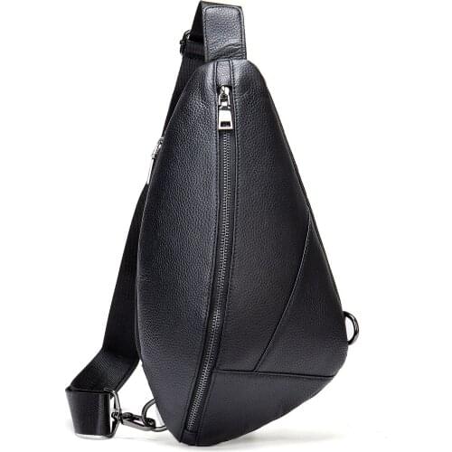 Fashion Genuine Leather Messenger Bag Men Real Leather Chest Bag Sling Bags Male Chest Pack Travel Casual Crossbody Shoulder Bag