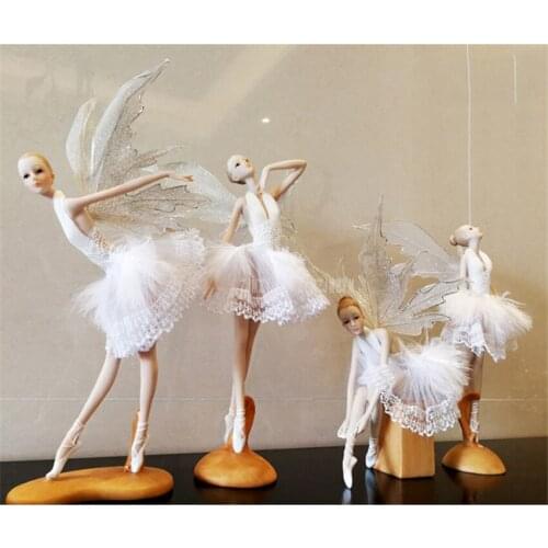 Creative Ballet Dancing Girl Resin Angel Ornaments Crafts Desk Home Miniature Fairy Figurines Wedding Decoration Gifts