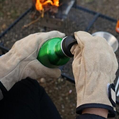 1 Pair Outdoor Picnic BBQ Gloves Gardening Camping Fire Barbecue Thicken Wear-resistant Heat Insulation Labor Protective Gloves