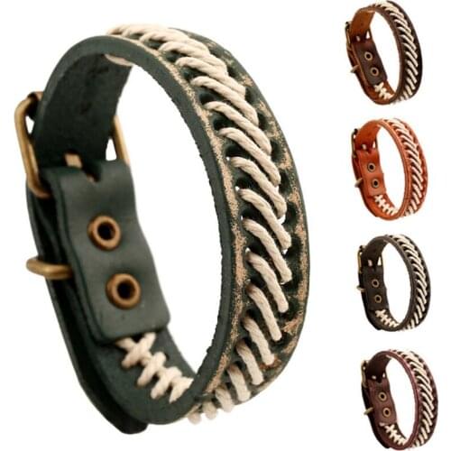 Vintage Retro Genuine Leather Bracelet Chain for Women Men Jewelry Braided Rope Charm Belt Bangle Fashion Casual Wristbands Gift