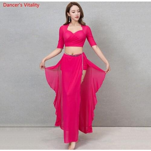 Belly Dance Costume Female Sexy Petal Top And Long Skirt Practice Clothes Suit New Profession Performance Clothing