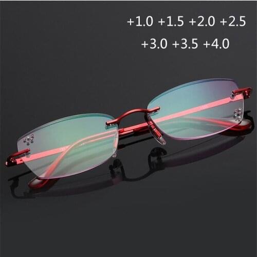 +1.0 +1.5 +2.0 +2.5 To +4.0 Diamond Cutting Luxury Hyperopia Glasses For Women Inlaid Rhinestone Reader Spectacles Magnifier