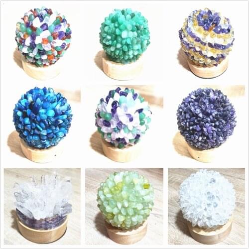 10cm Natural Aventurine Quartz sphere lamp Clear Crystal ball light Green Flourite Gem Stone Orb backinglighting Healing