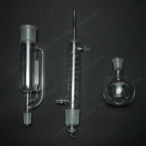 150ml,Glass Soxhlet Extractor Body,With/Graham Coil Condenser,Include One Flask