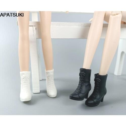 2pairs Fashion Doll Shoes for Barbie Doll Boots High-heel Booties for Blythe Doll Shoes 1/6 BJD Dollhouse Accessories Kid Toy