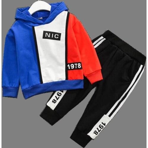 2021 Fashionable Baby Boy Girl Clothing Suit Letter Hooded Sweater Top + Pants 2PCS Boy Spring Autumn Sports Two-Piece Suit 2-6Y