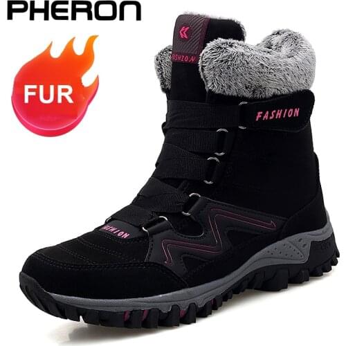 2020 Brand New Fashion Suede Leather Women Snow Boots Winter Warm Plush Womens boots Waterproof Ankle Boots Flat shoes 34-46