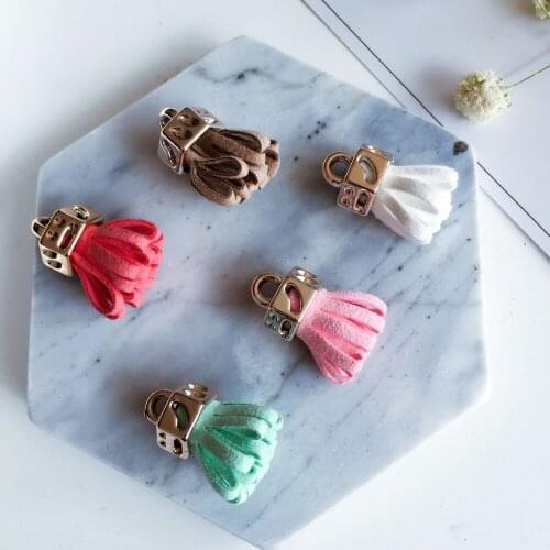 30pcs/lot Suede Tassel Charm Pendant Key Chain For DIY Curtain Sewing Accessories
