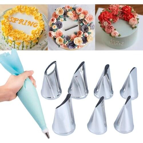 8Pcs Cake Icing Piping Nozzles Set Silicone Pastry Bag Pastry Cream Decorating Tips Reusable Fondant Rose Nozzle Kitchen Baking