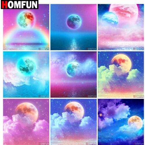 HOMFUN Diy 5d Diamond Painting "Moon scene" Cross Stitch Square Round Diamond Embroidery Handwork Rhinestone Art