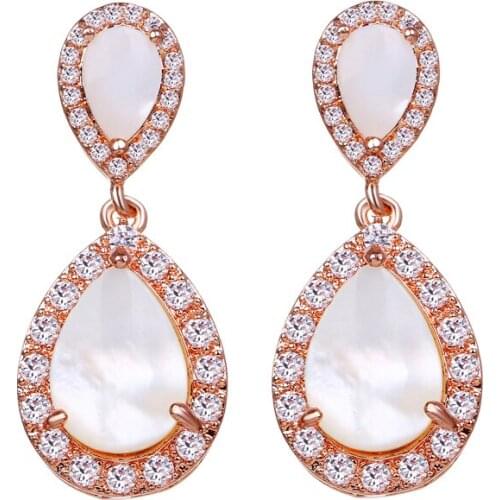 Bettyue Brand Fashion Charm AAA White Zircon Three Colors Jewelry Earrings For Woman Florid Wedding Party Gifts