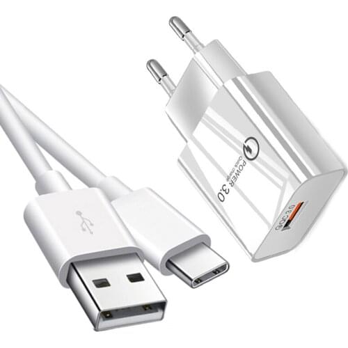 Quick Charge 3.0 Fast Charger For Samsung S20 S10 A71 A50 A51 A70 A31 M11 M21 M31 Type C USB Fast Charging Phone Charger Cable