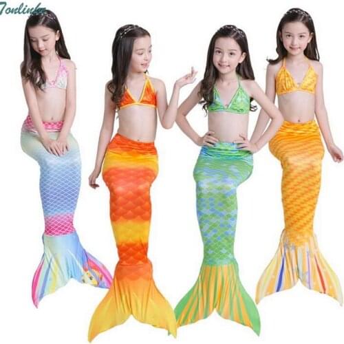 Children Mermaid Tail Kids Girls Costumes Swimming Mermaid Tail Mermaid Swimsuit Flipper Bikini Kids Beath Suits Swimwear 3-8Y