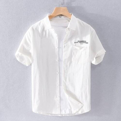 2021 Summer new style cotton men shirt brand solid casual simple short-sleeved shirts men camisa chemise tops mens clothing