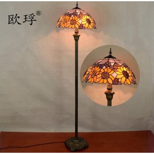 European style Tiffany colored glass living room study Sun decorative floor lamp